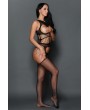 Off-the-shoulder Open Cup Netted Suspender Cut Bodystocking