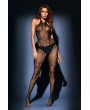 Black Sheer Bodystocking with Print