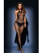 Black Sheer Bodystocking with Print