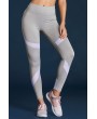 Gray High Waist Sport Yoga Pants with Colorblock