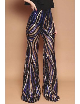 Black And Cobalt Sequin Trousers