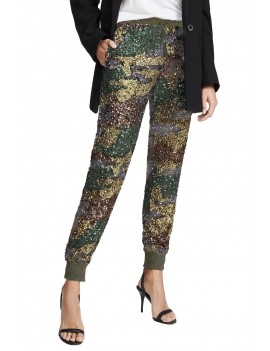 Camouflage Printed Sequin Pants