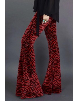 Black Red Zebra Print Wide Leg Pants