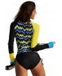 Asymmetric Long Sleeve Printed Rashguard 2pcs Swimsuit