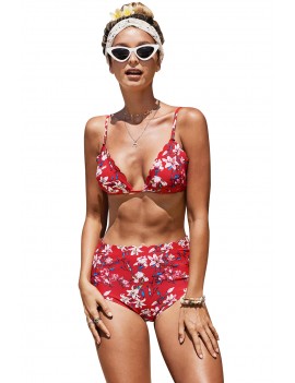 Scalloped Trim Printed Sling Two-piece Swimsuit