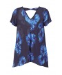 Black And Cobalt Blue Floral Plus Size Top
