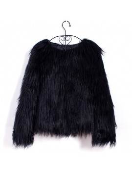 Lovely  Casual Long Sleeves Black Faux Fur Coat