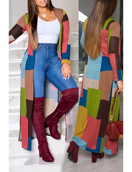 Lovely Casual Color-lump Patchwork Coat