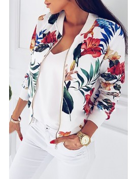 Lovely Casual Floral Printed White Lace Jacket