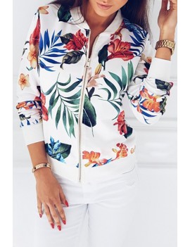 Lovely Casual Floral Printed White Lace Jacket