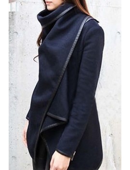 Lovely Casual Long Sleeves Irregular Dark Blue Coat