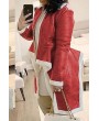 Lovely Casual Asymmetrical Patchwork Wine Red Coat