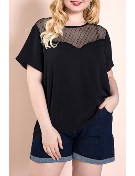 Lovely Trendy Patchwork Black Plus Size Blouse