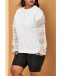 Lovely Casual Patchwork White Plus Size Hoodie