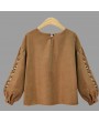 Lovely Casual Embroidered Design Light Tan Plus Size Hoodie