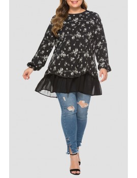 Lovely Casual Printed Black Plus Size Blouse