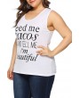 Lovely Casual Letters Printed Plus Size  White Cotton Blends T-shirt