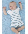 Blue Anchor Stripe Knit Baby Romper Suit