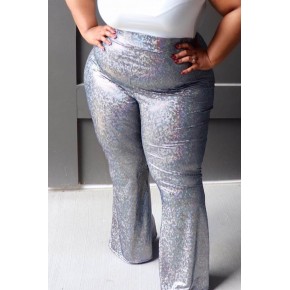 Lovely Casual Basic Silver Plus Size Pants