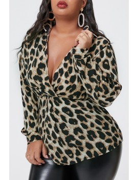 Lovely Casual Leopard Printed Plus Size Blouse