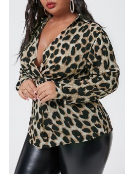 Lovely Casual Leopard Printed Plus Size Blouse