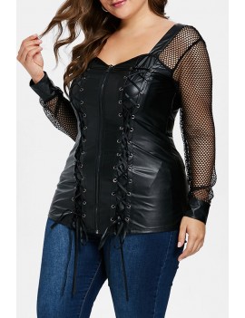 Lovely Casual V Neck See-through Black Plus Size Blouse
