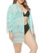 Lovely Bohemian Printed Blue Plus Size Cover-up