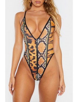 Lovely Leopard High-Leg Plus Size One-piece Swimwear(One Piece Only)