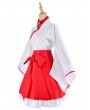 Japanese Anime Red and White Kimono Fox Cosplay Costume with Socks Japanese Traditional Outfit Suit for Girls