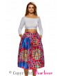 Vintage High Waist Africa Print A-lined Midi Skirt