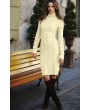Apricot Cable Knit High Neck Sweater Dress