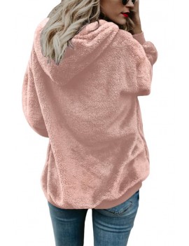 Pink Warm Furry Pullover Hoodie